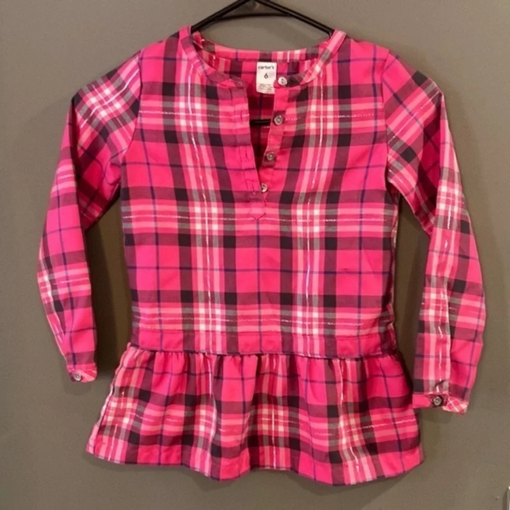 Carters Pink Plaid  Long-sleeve Shirt